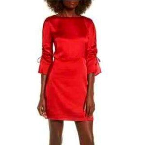 Jewel Red Satin Mini Dress, Nordstrom, NWT, Sexy dress, tie sleeve, small 2-4